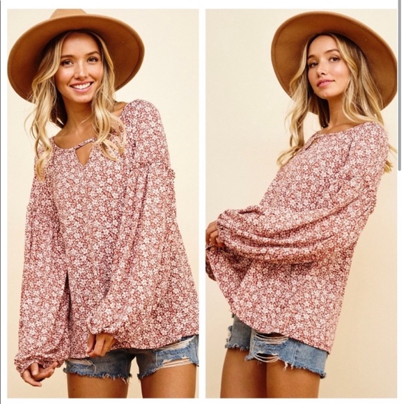 ✨🌟BEAUTIFUL BOHO Lantern Sleeve Top🌟✨ - Picture 3 of 4